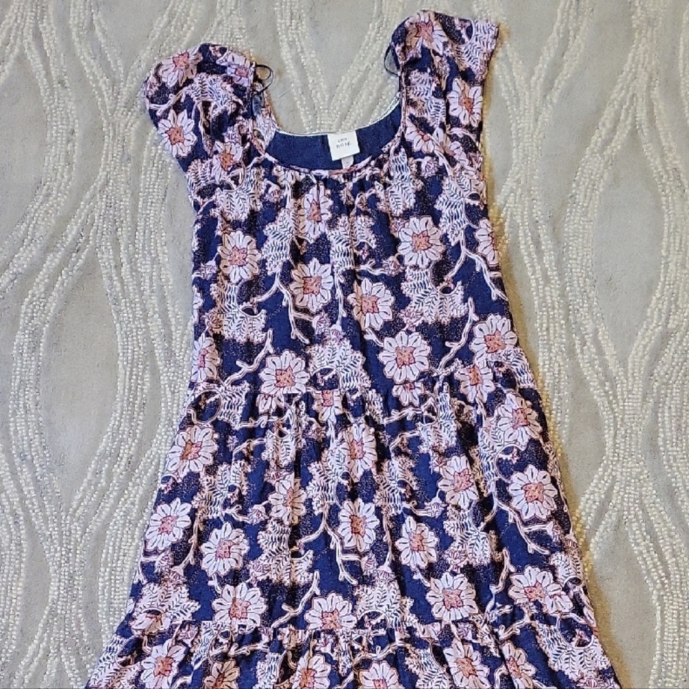 Knox Rose Navy And Lilac Floral Tiered Maxi Dress